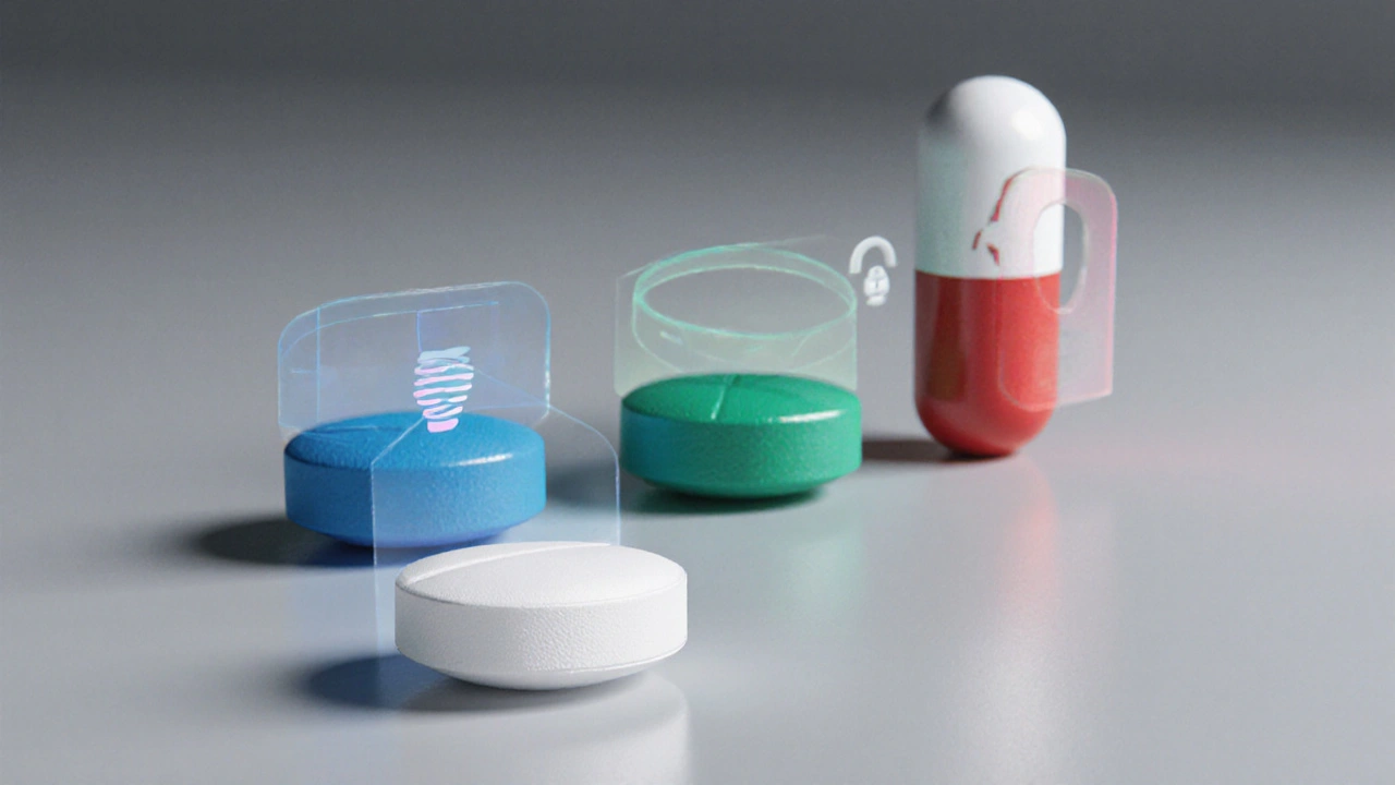 Lineup of different HIV pills showing Efavirenz, rilpivirine, dolutegravir, and lopinavir/ritonavir.