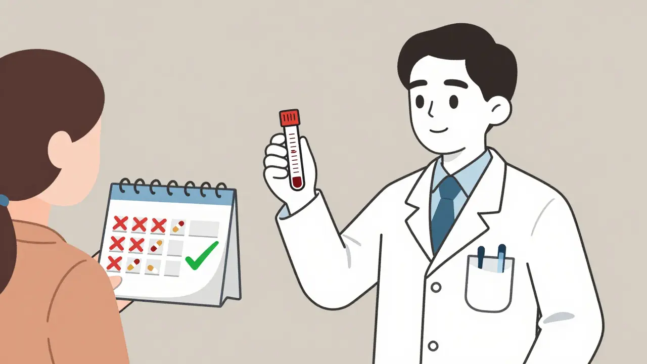 A doctor and patient reviewing type 2 inflammation tests, replacing daily steroid use with a biologic injection.