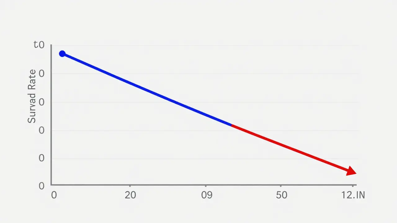 Line graph comparing brand and generic drug survival rates