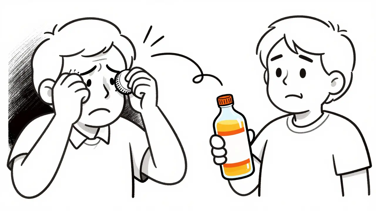 Split illustration showing frustration with a hard-to-open cap on one side and ease with an accessible cap on the other.