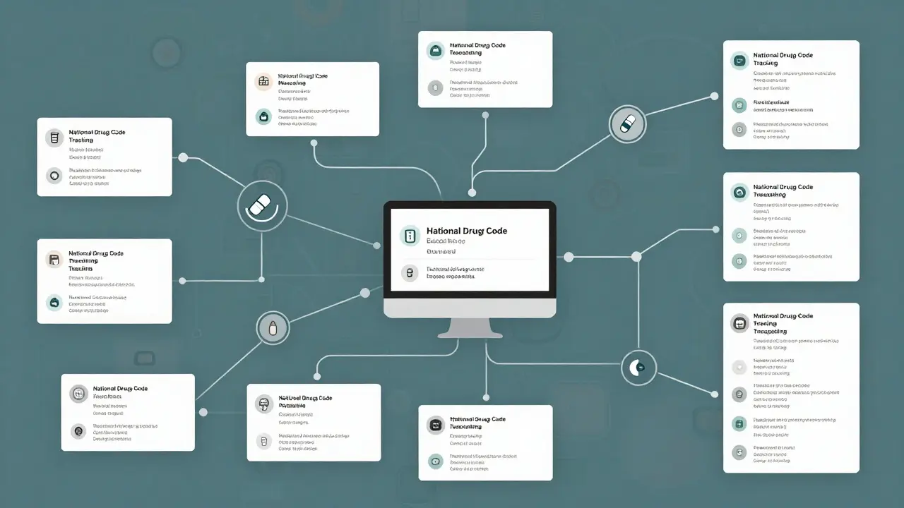 Abstract visualization of pharmacy drug identification system networks